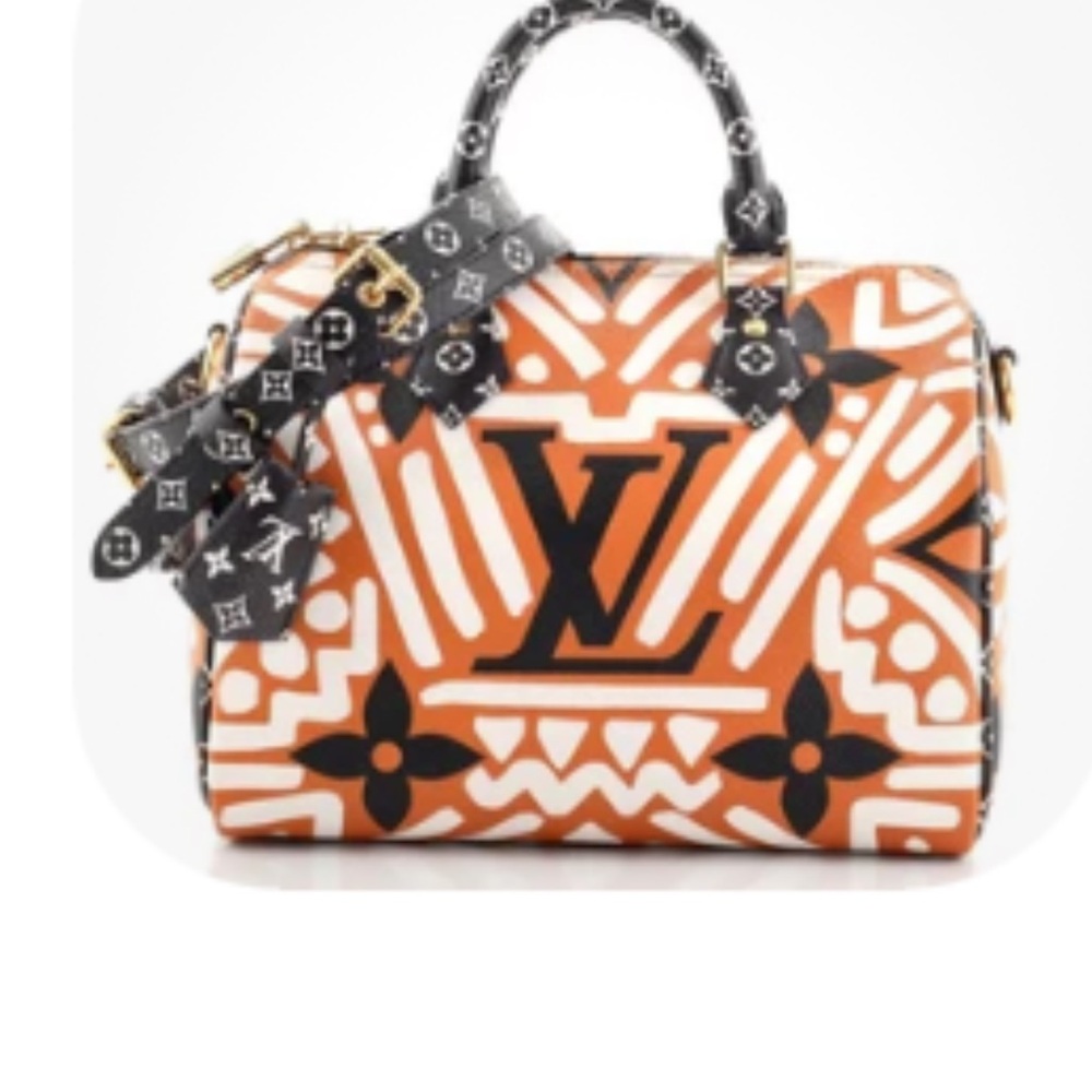 Louis Vuitton Orange and Black Monogram Pattern Satchel